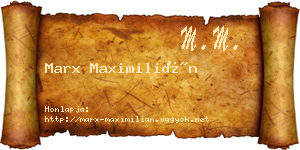 Marx Maximilián névjegykártya